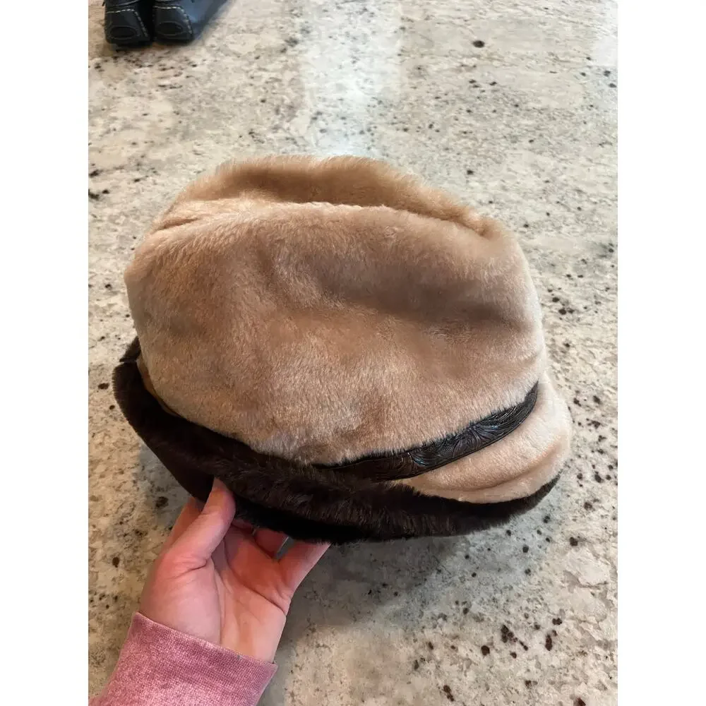 Vintage 70’s Faux Fur Derby‎ Hat L - Picture 3 of 6